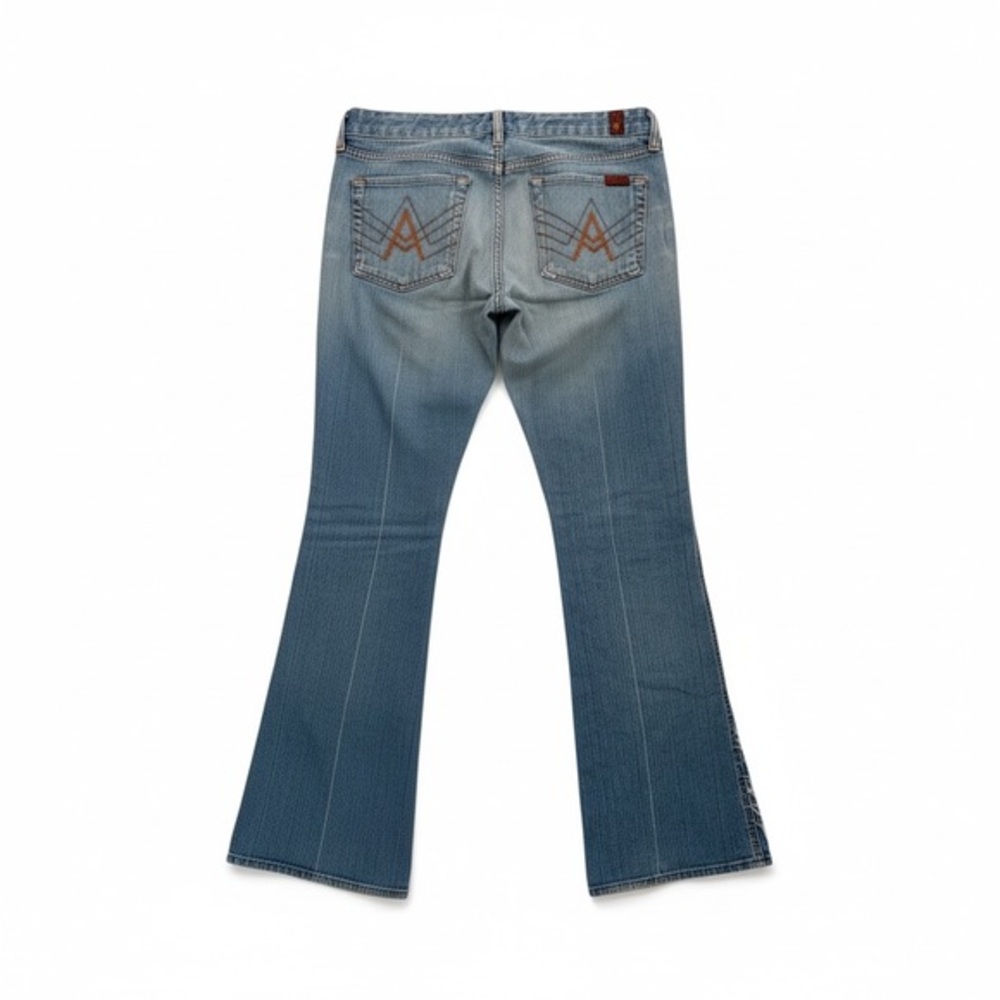 7 For All Mankind A Pocket Low Rise Light Wash Boot Cut Jeans